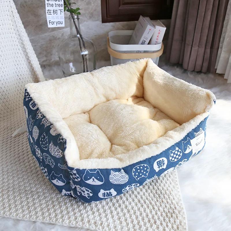 

Кошачий домик, лежанка, коврик для клетки, утолщенный бархатный кошачий лежак, который можно связать и закрепить, зимнее теплое гнездо, мягкий, удобный, плюшевый, товары для животных S 50X35CM