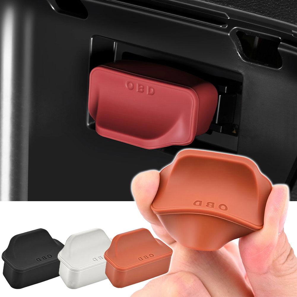 Housse anti-poussière pour port OBD de voiture en silicone avec poignée Manchon de protection Verrou de port OBD Capuchons Imperméable Anti-poussière Accessoires de voiture