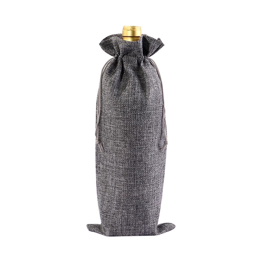 Multicolor Burlap Wine Gift Set with Drawstring Bag