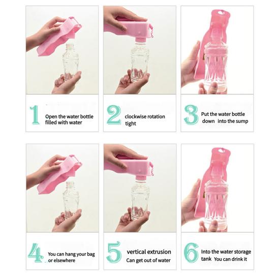 220ml Krmítko na vodu pro domácí mazlíčky Nepropustný přenosný design Odnímatelná šňůrka Láhev na vodu s dávkovačem sáčků na exkrementy Příslušenství pro domácí mazlíčky