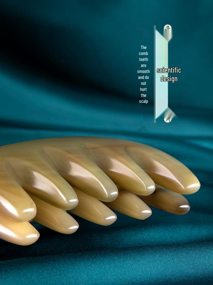 Ox Horn Gua Sha Scalp Massage Comb - Five-Tooth, Wide-Tooth for Men & Women