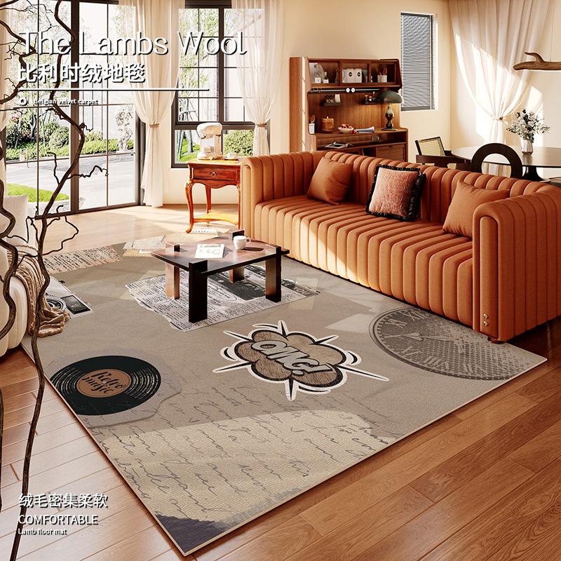 American Retro Carpets for Living Room Large Area Bedroom Decor Carpet Cartoon Abstract Lounge Rug Home Washable Soft Floor Mat