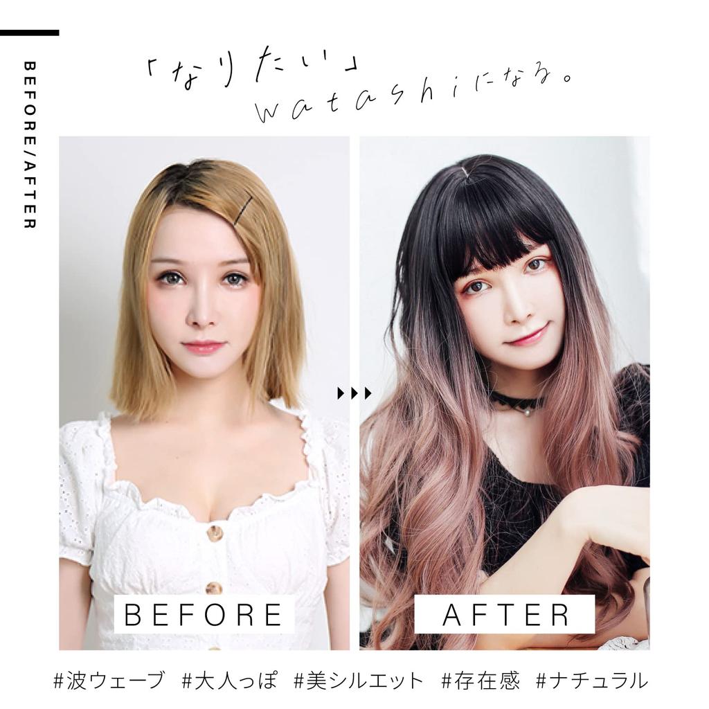 TefuRe Fujitatsu Long Wave Wig Natural Gradient Wide Variety of Colors Cosplay Wig Net Included x Silver [TefuRe] C-8256 (Black Ash)