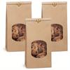 20pcs Bakery Bags with Window Kraft Brown Paper Bags with Window Tin Tie Tab Lock for Bakery Cookie Coffee Bean Party Favor Snack Bread