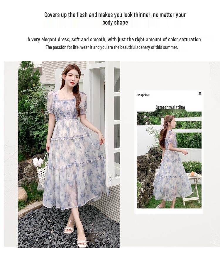 Summer French Floral Long Dress: Slimming, Elegant, Sweet Princess Style