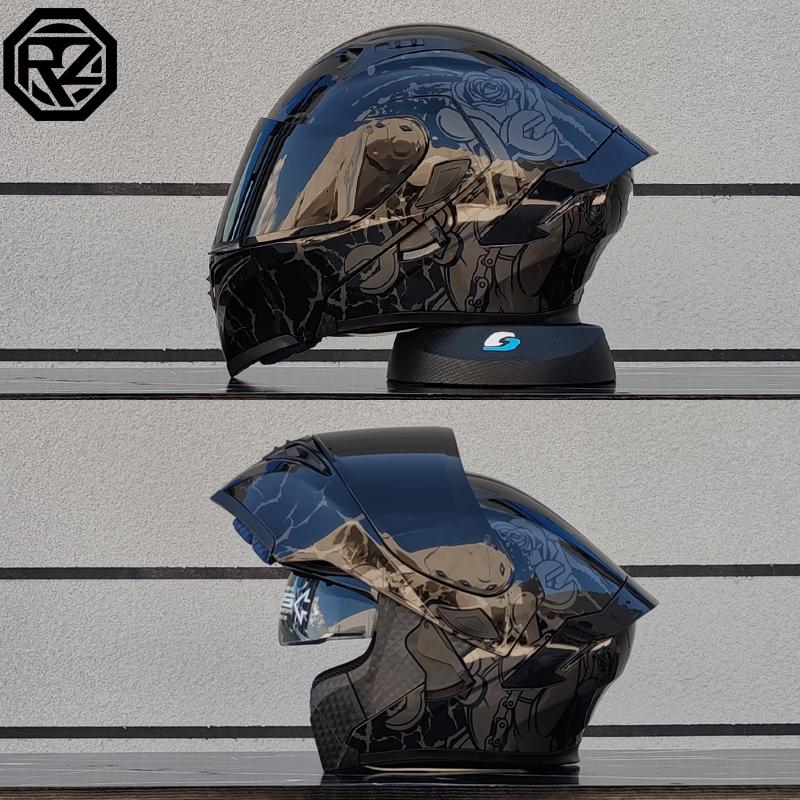 Motorradhelme Doppelvisier Modularer Klapphelm DOT-geprüft Integralhelm Motorrad-Rennhelm Klapphelm für Motorrad