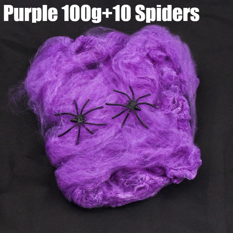 Artificial Spider Web Halloween Decoration Scary Party Scene Props Colorful Stretchy Cobweb Horror House Decorative Accessories