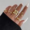 Exaggerated Personality Golden Lava Line Irregular Waterdrop Smooth Surface Ring Set