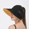 Sunshade Folding Empty Top Cap Sunscreen Double-face Sun Hat Ice Silk High Ponytail Hat  Girls
