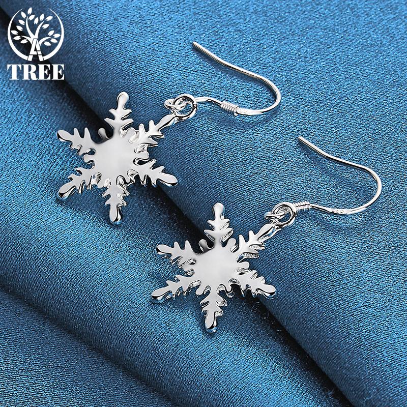 925 Sterling Silver Snowflake Drop Earring Jewelry