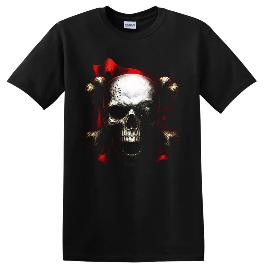 Skull Crossbones T Shirt Gothic Horror Red Grunge Graphic Dark Unisex Tee Gift