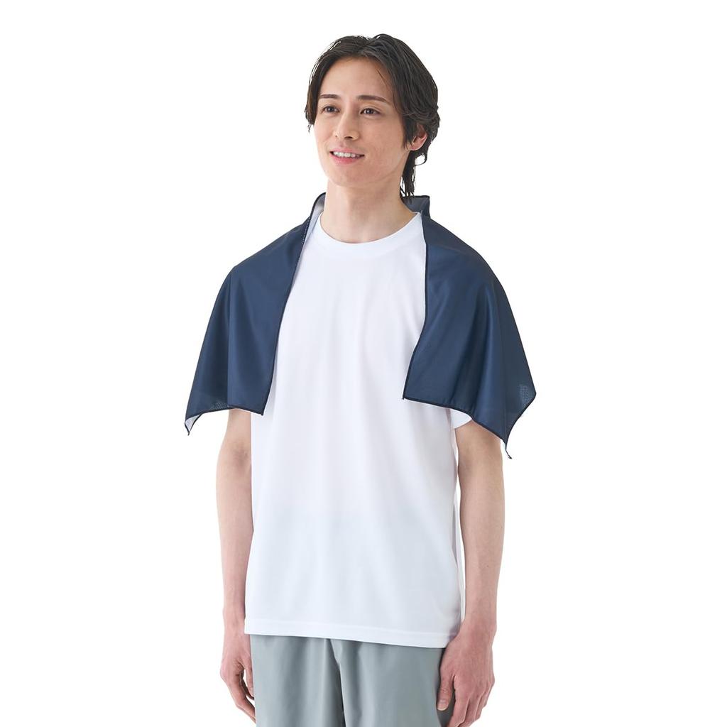 LOGOS Neck Cooling Heat Large Sports Towel Cooler, Navy, 34206289, Towel, Protection, Absorbent, Quick-Drying,