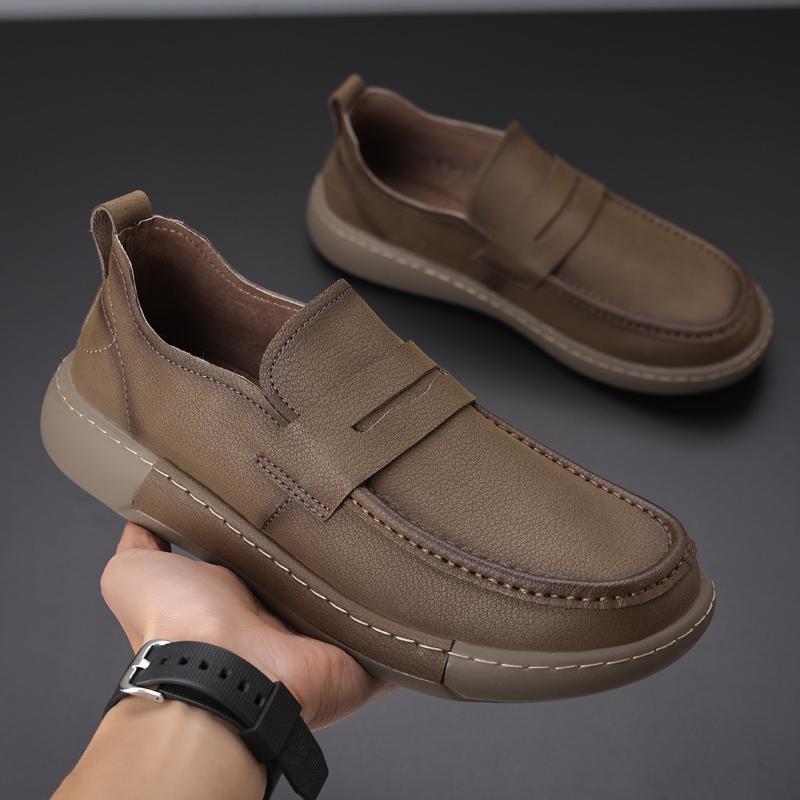 Fashion Brand Men Genuine Leather Walking Loafers High Quality Soft Bottom Comfy Business Shoes Fashion Office Dress Flat Designer Shoes