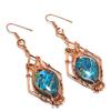 Rainbow Calsilika 999 Copper Wire Wrapped Earrings, Handmade Gemstone Jewelry Earrings For Memorial Day