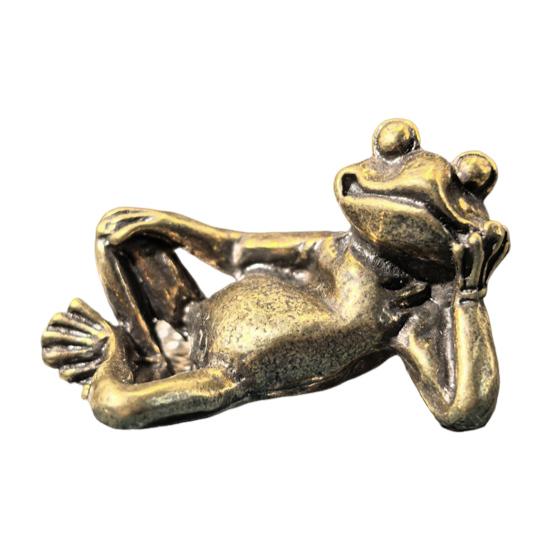 Meditation Frog Figurine Alloy Mini Zen Frog Statue Retro Miniature Frog Desktop Ornament for Home Office Drawing Room Decoration