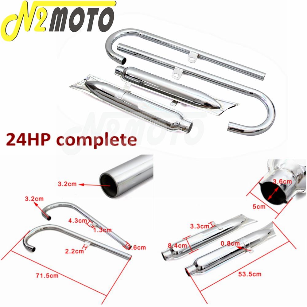 32HP Motorcycle Chrome Exhaust Muffler Tube Case For BMW K750 M1 M72 R71 R12 Dnepr MT12 Retro Modified Muffler System