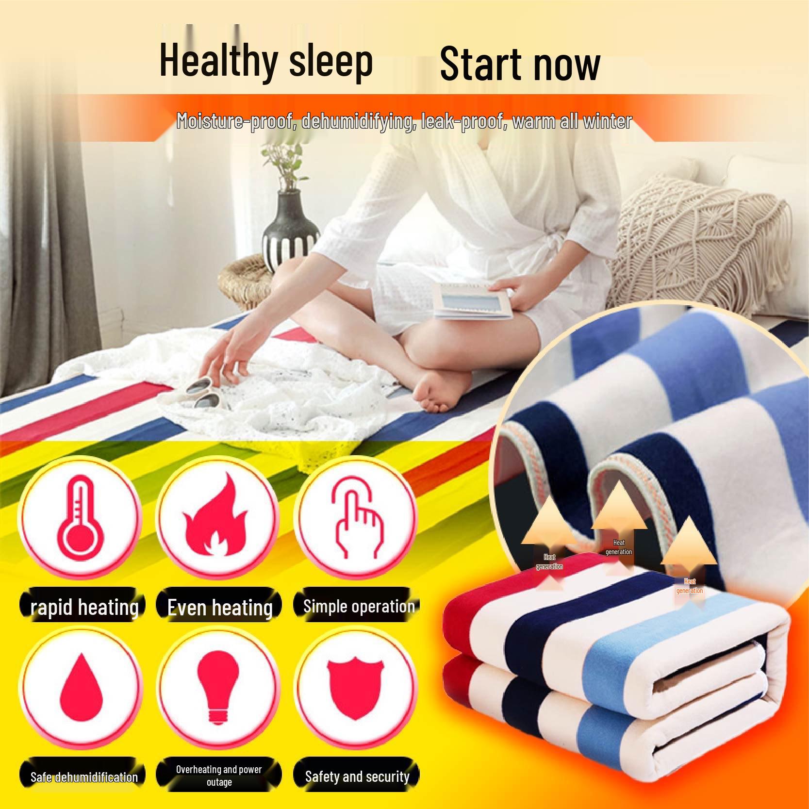 

Universal Voltage 110V Striped Electric Blanket for US, EU, UK, Taiwan 150x70 cm - 110V US