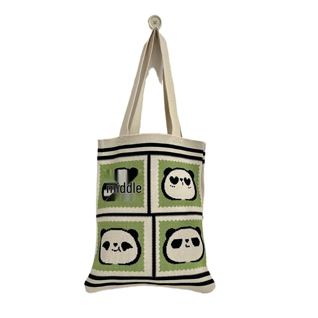 2025 Cute Panda Knitted Shoulder Bag: Large Capacity, Versatile Storage for Women and Students