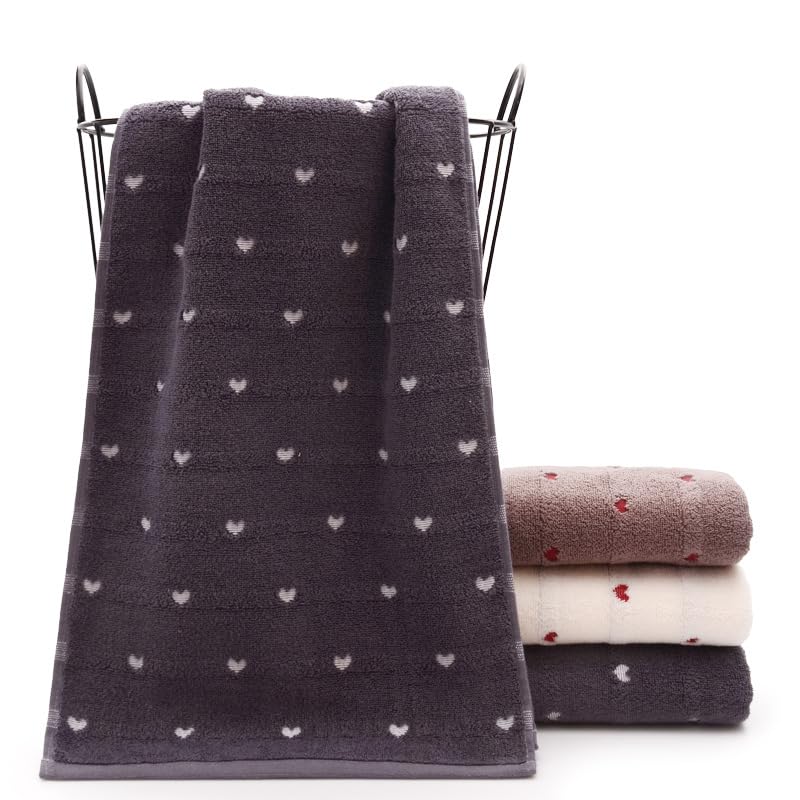 Face Towels, Heart Pattern, 100% Cotton, Towel Set, Fluffy, Soft, Gentle on Skin, Fast Absorption, Quick Drying, Durable, Breathable, Fade Resistant,