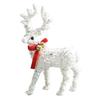 Christmas Reindeer Figurine Plastic White Elk Sculpture with Scarf Small Deer