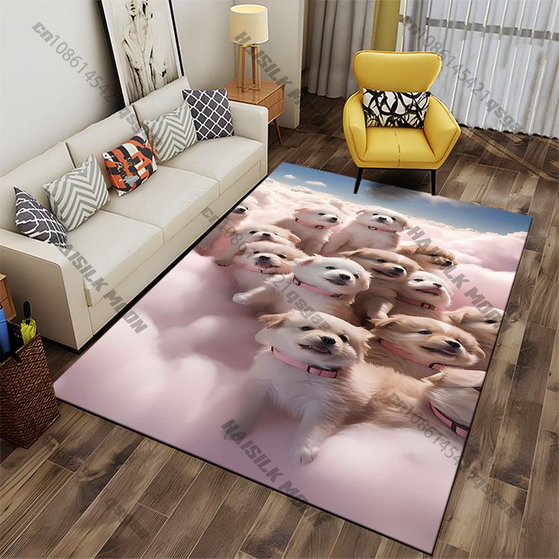 Puppies resting on soft clouds carpet Yoga living room room decor children's crawling mat doormat area rug games mat