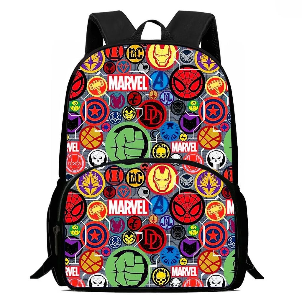 Marvel Child School Backpack with Front Pocket,Cartoon Marvel School Bags for Boys Girls,Durable Kids Backpack for Pupil Student