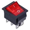 10Pcs Rocker Switch On/Off Red with Light 6‑Pin 2‑Level Power Supply KCD4 15A/250V
