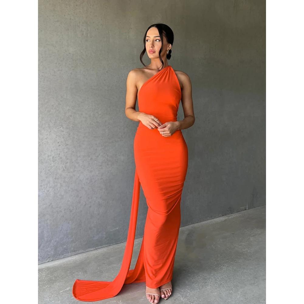 Dámské elegantní šály s volným zadkem a nastavitelným šátkem na jedno rameno, sexy, s nabíranými rukávy, maxi šaty, streetwear, festivalový outfit Y2K