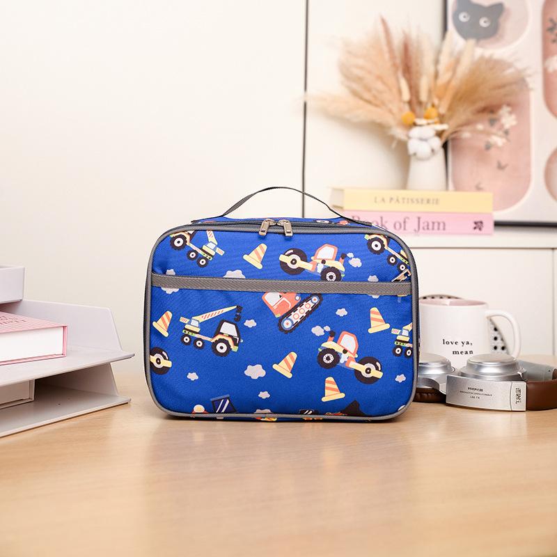 Kids Lunch Bag Kindergarten Bento Bag Cute Cartoon Print Large Capacity Handheld Storage Tote