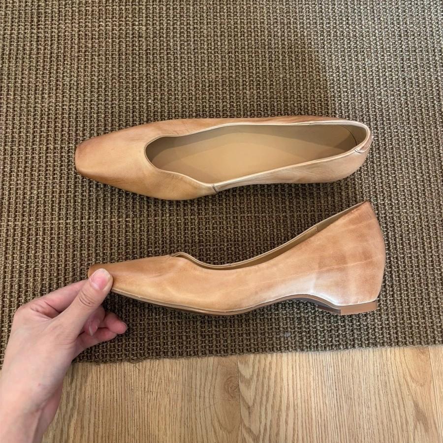 Sheepskin Version~ French Niche Polished Small Square Head Shallow Mouth Inner Height Increase Single Shoes Women's 2025 Autumn Temperament Com