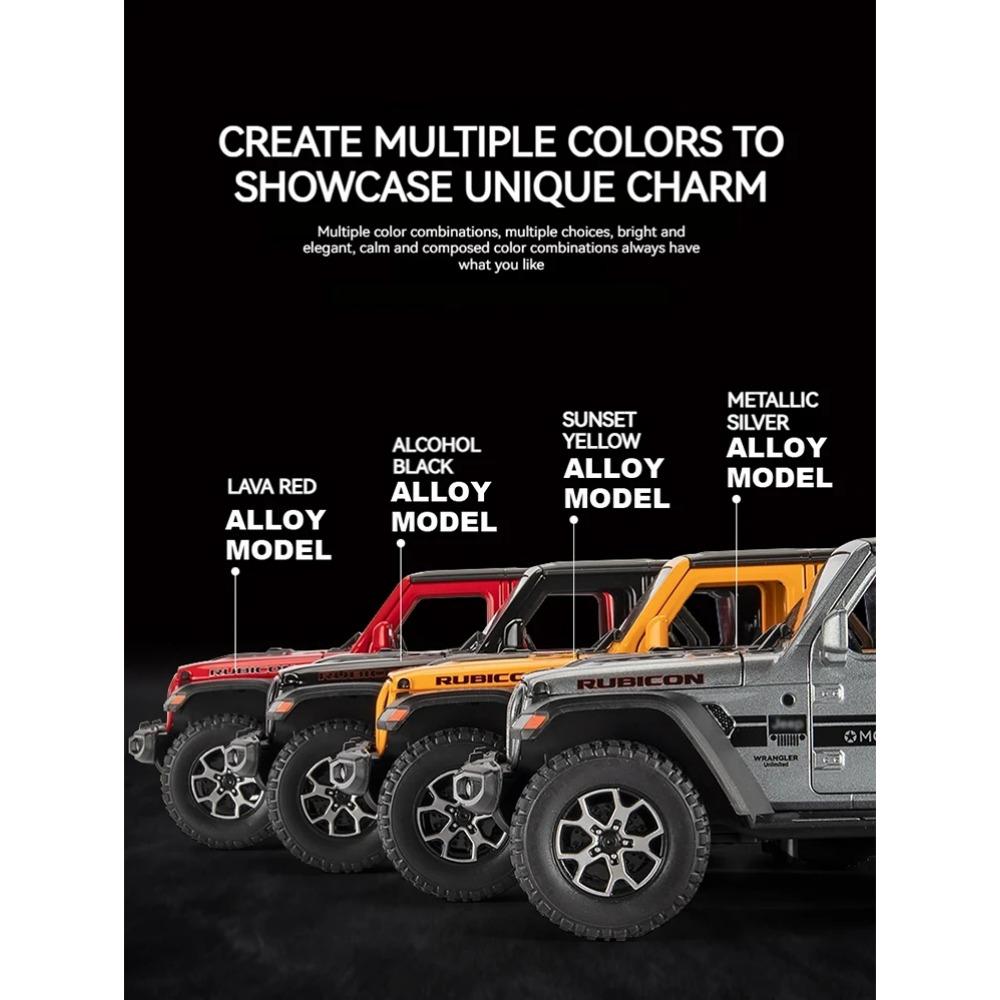1/22 Model Jeep Wrangler Diecast Toy Car Model, Scale Metal Alloy Vehicle for Kids Boys Girls Adults, Doors Open,Gifts Gray111