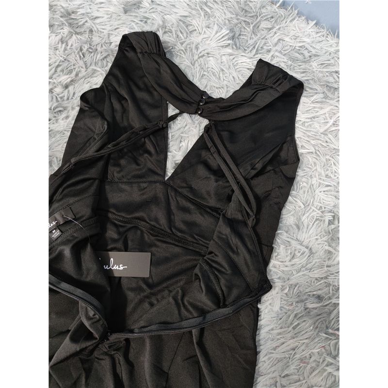 Foreign Trade Order Lu's Tight Sheath Sexy Black Deep V-neck Backless Niche Hepburn Style Banquet Formal Dress Dress