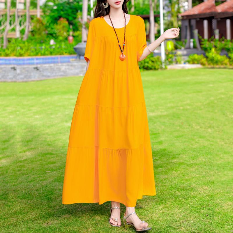 Elegant Long Dresses Summer Clothes Short Sleeve Casual Loose Women Dress