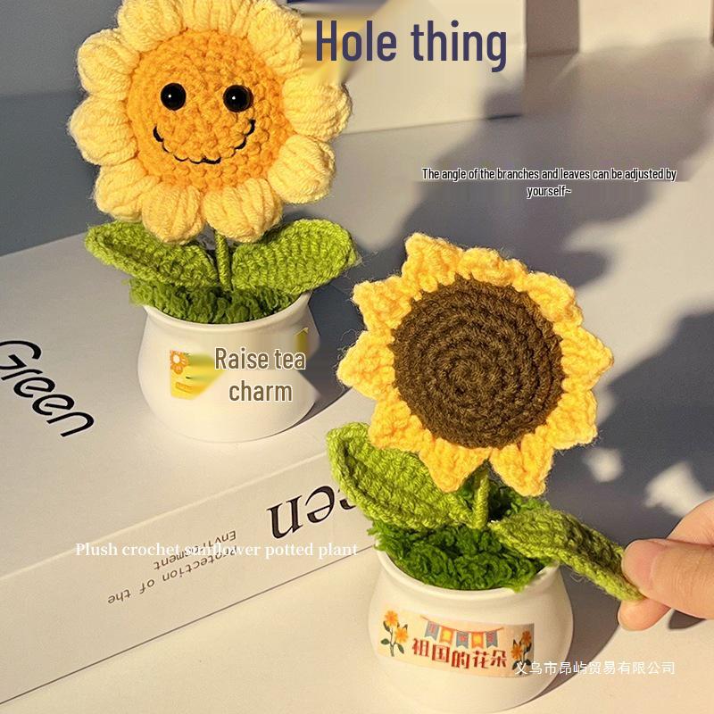 Handgefertigte Sonnenblumen-Schreibtischdekoration - Gewebtes Blumenstrauß-Geschenk für Schüler & Mädchen