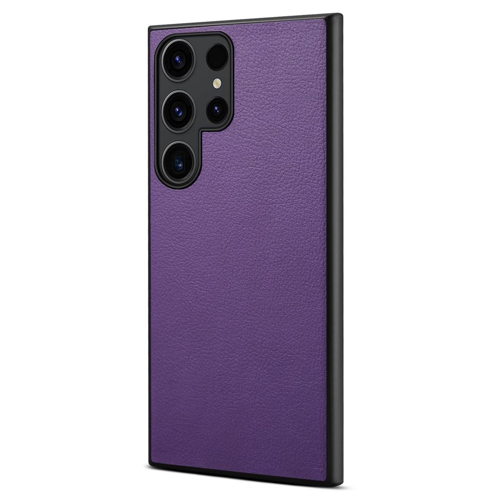 For Samsung Galaxy S25 Ultra Case Calf Texture Leather+PC+TPU Phone Cover