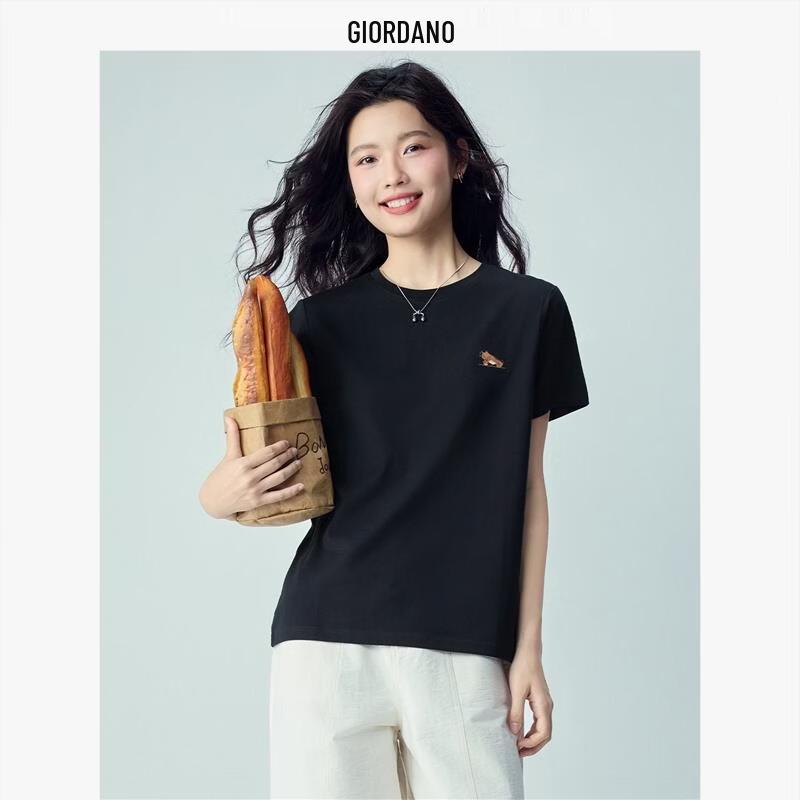 Giordano Women s Cotton Cat Embroidery Short Sleeve T-Shirt XL