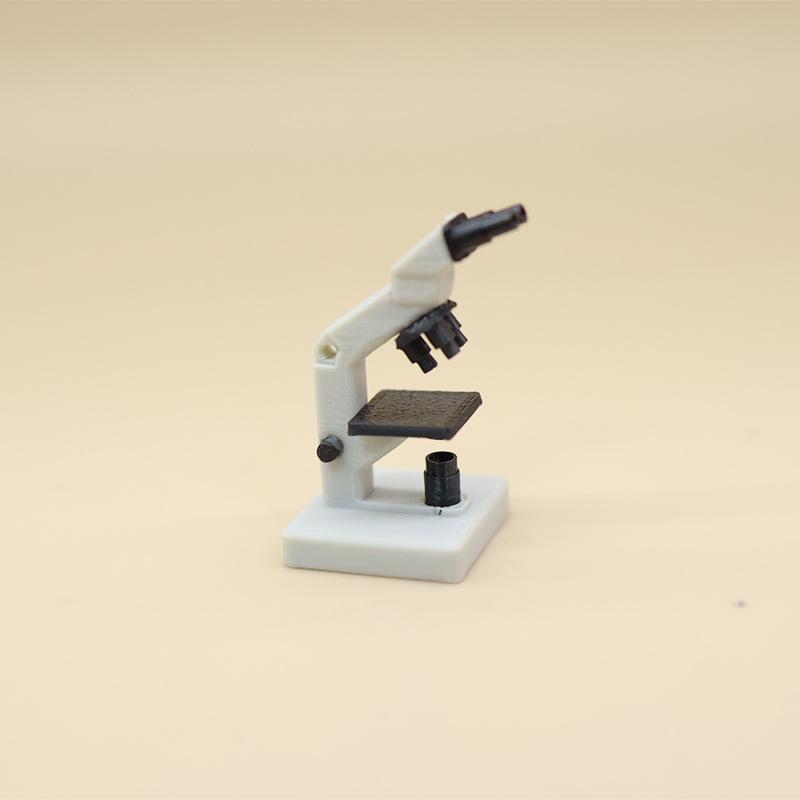 Realistic Mini Microscope Model Fine Detail Miniature Prop for Dollhouse Science Scene Kids Pretend Play Hobby Collection