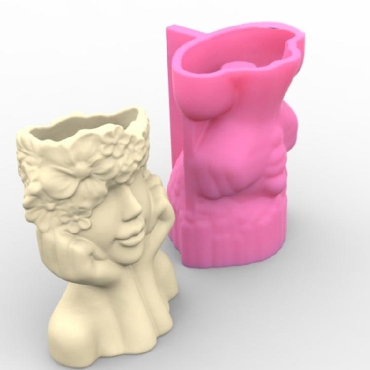 Art Figure Mold Flower Vase Mold Artistic Human Figure Shape Silicone Planter Mold Flowerpot Mold for Hand-Making Lover