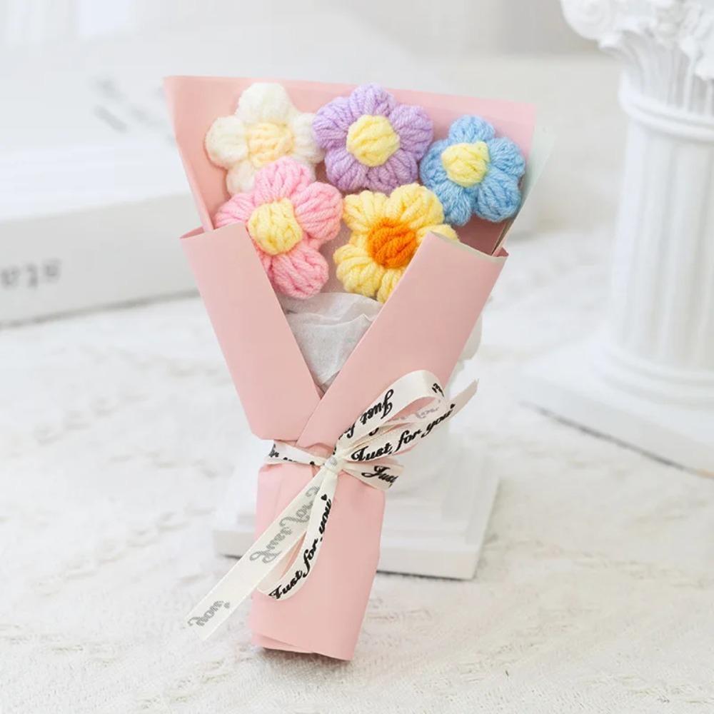 Creative Mini Knitted Flower Bouquets, Floral Decorations, Small Gift Accessories