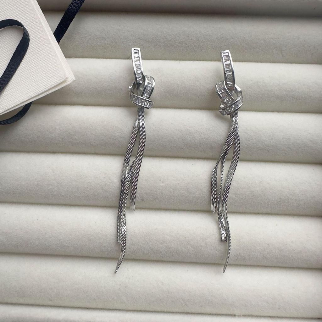 2024 Trendy High-End Light Luxury Tassel Earrings: Unique Women's Ear Clips & Studs