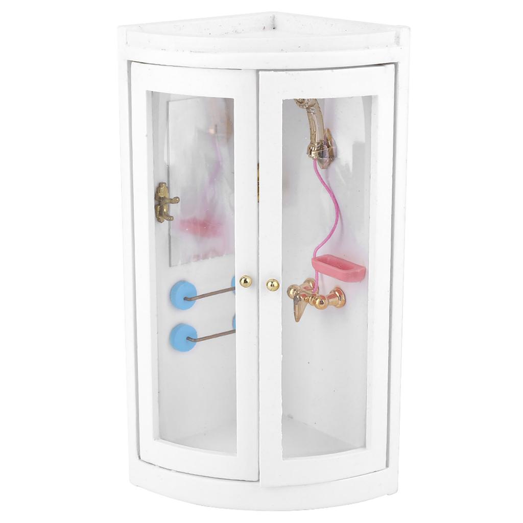 1:12 Wood Mini Doll House Accessory Bathroom Shower Room Model for Dolls
