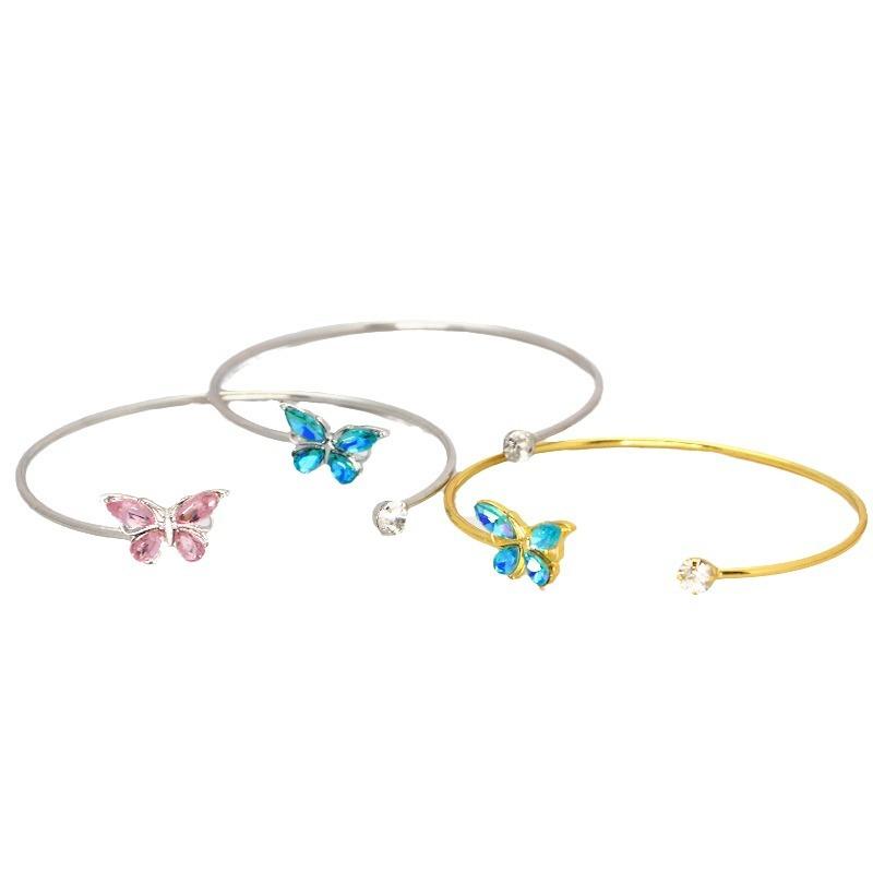 Fashion Small Animal Hand Ornament Bangle Simple Elegance for Women Inlay Drill Butterfly for Daily Wear Fashion Accessory Party