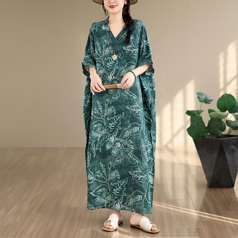 DIMANAF 2026 New Women Plus Size Summer Casual Long Dress Cotton Loose Oversize Maxi Print Floral Beach Sundress
