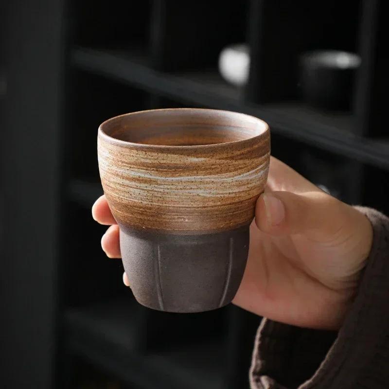 1pc 150ml Japanese Ceramic Coffee Cup Pottery Espresso Cups Vintage Kung Fu Tea Cup Office and Household Water Mug Wholesale