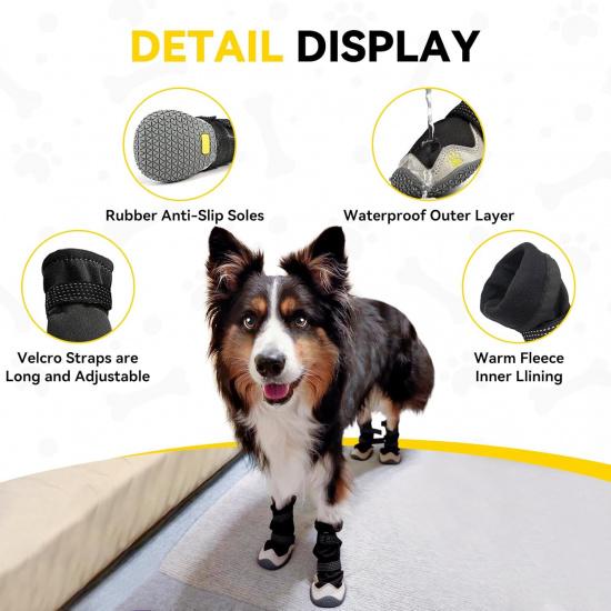 Enjoying Dog Boots for Small Medium Large Dogs, Size 7, Adjustable Dog Boots for Winter Hiking, Anti-Slip Dog Booties for Summer Hot Pavement,