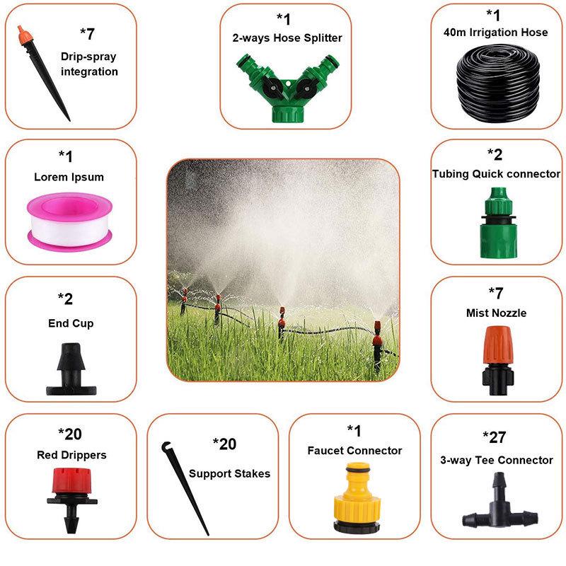 30m Automatic Drip Irrigation Kit with 4/7 Tubing for Outdoor Gardens