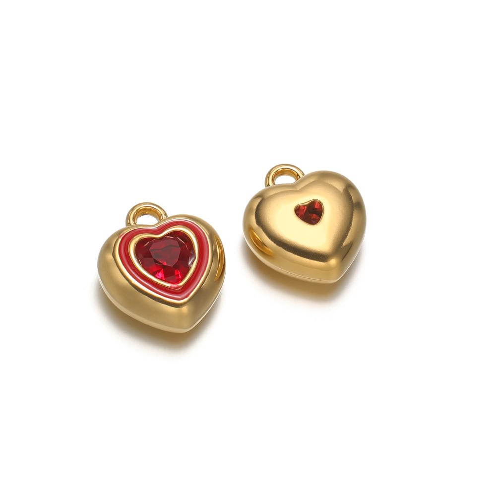 4pcs Stainless Steel Enamel Heart Zirconia Charms for DIY Jewelry Findings Necklace Pendants Bracelet Supplies Earrings Making