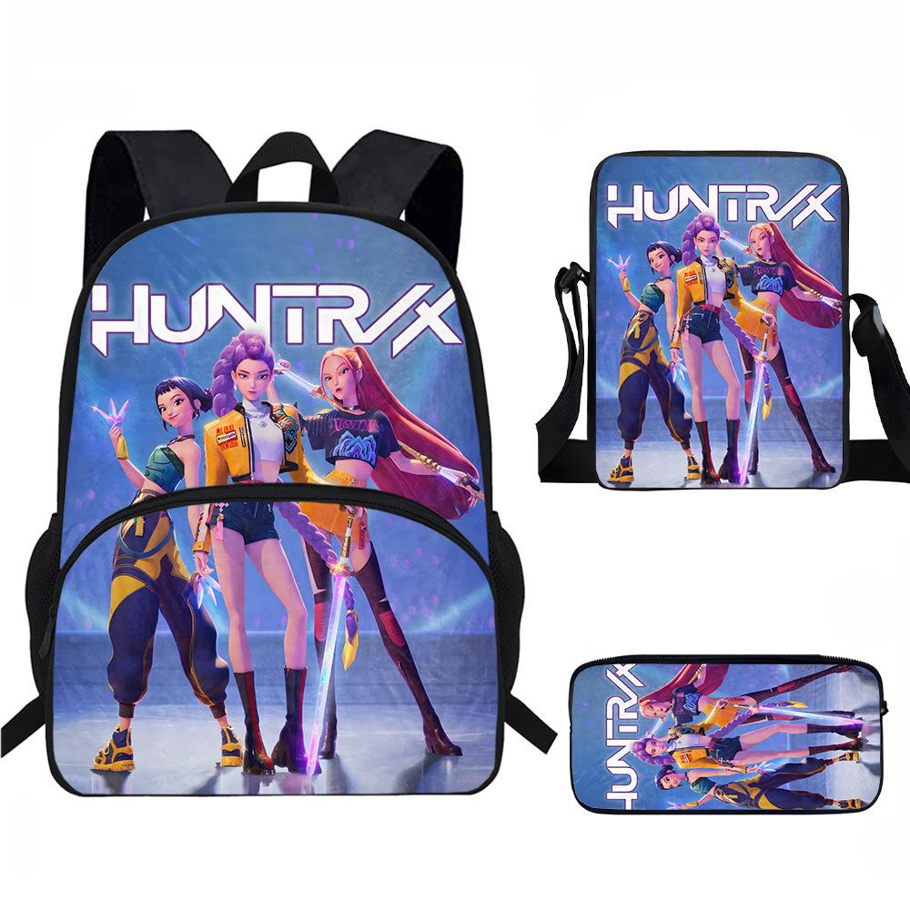 K-Pop Dämonenjäger 3-teiliges Schülerrucksack-Set Anime-Thema Trendiges bedrucktes Rucksack-Set