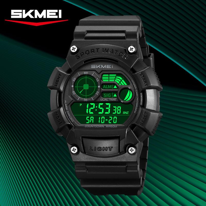 SKMEI 2403 Luminous Hands Waterproof Chronograph Watch LED Display Digital Movement Men's Sports Wristwatches for Men Clock