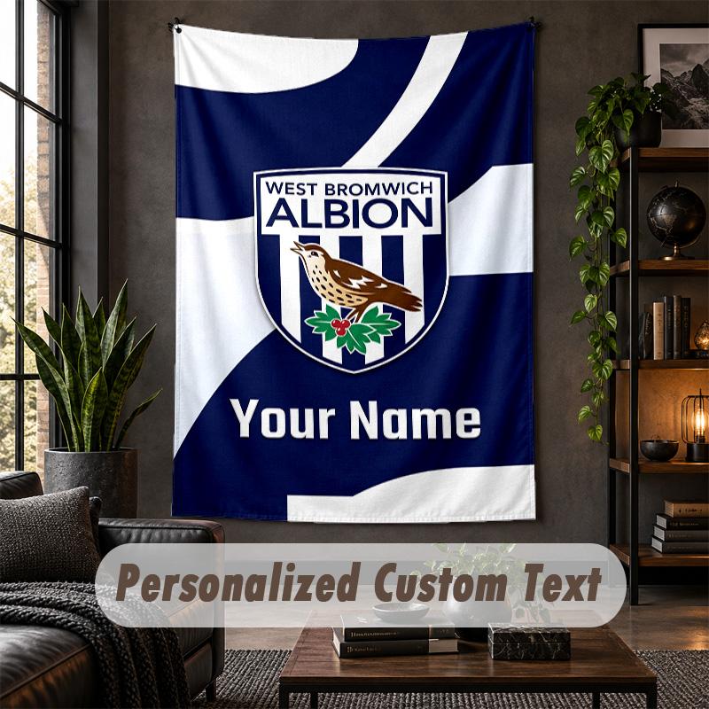 Tapiz de Pared Personalizado, Texto Personalizado del West Bromwich Albion FC, Arte de Pared de Tela Suave Para Decoración de Interiores